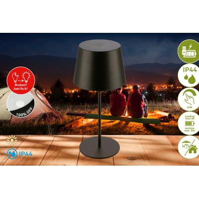 BRILONER LEUCHTEN LED Tischleuchte "NIVO", schwarz (matt, schwarz), 1, Ø 9,5cm H: 20,5cm, 1 Stk., Leuchten, 9,5x20,5 cm, Indoor/Outdoor, Balkon, Terrasse, Wohnzimmer, LED Tischleuchte