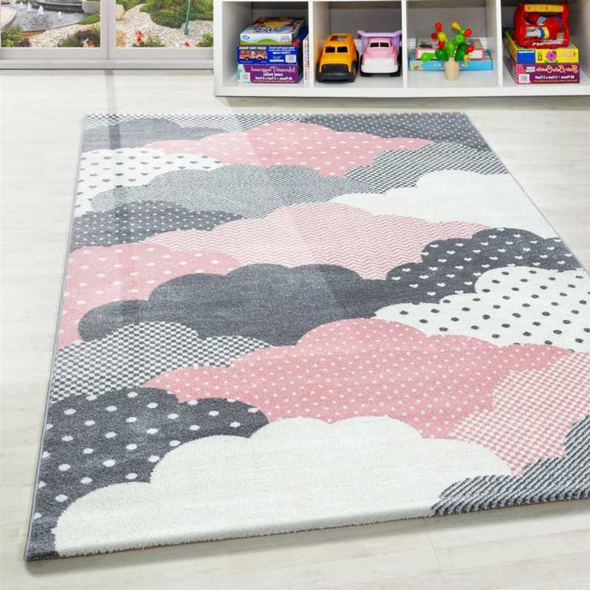 TapisTrend Kinderkleed Roze met Wolkenpatroon, Rond, 160 cm