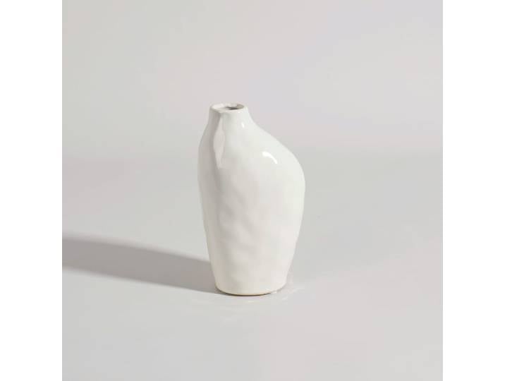Cremefarbene Steingutvase, H 19 cm