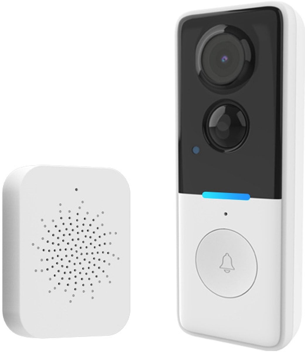 Slimme videodeurbel HD met PIR-bewegingsdetectie, tweerichtingsintercom en nachtzicht, wit