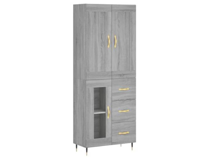 GFMGUEMV Highboard Grau Sonoma Holzwerkstoff 69,5x34x180 cm mit Türen Stauraum mit Türen, Metallfüße für Stabilität, schlichte Optik, viel Platz, robustes Material