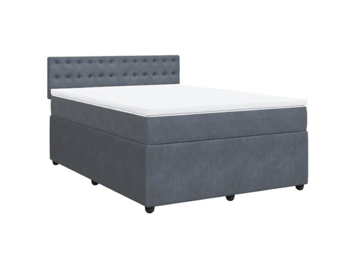 PUGYNBK Boxspringbett, Samt, Dunkelgrau, 140 x 200 cm Taschenfedern, atmungsaktiver Matratzenschoner, Lattenrost, waschbarer Bezug