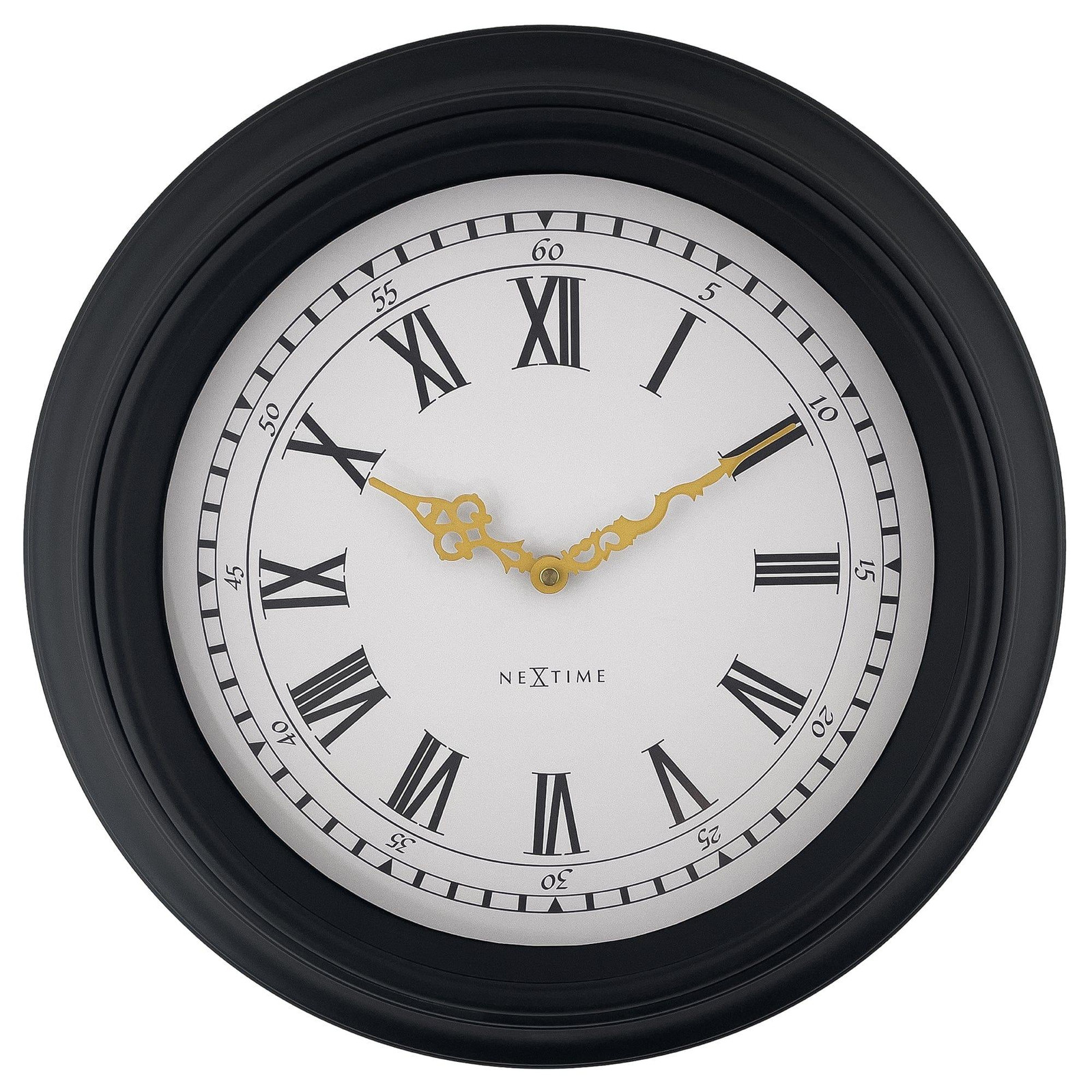 NeXtime Analoge Wandklok voor Volwassenen, Zwart-grijs, 40 cm