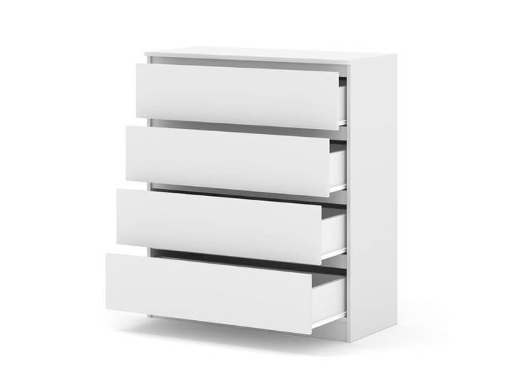 Commode MAJA 90 cm Blanc mat – meuble à 4 tiroirs style moderne idéal pour chambre salon ou bureau