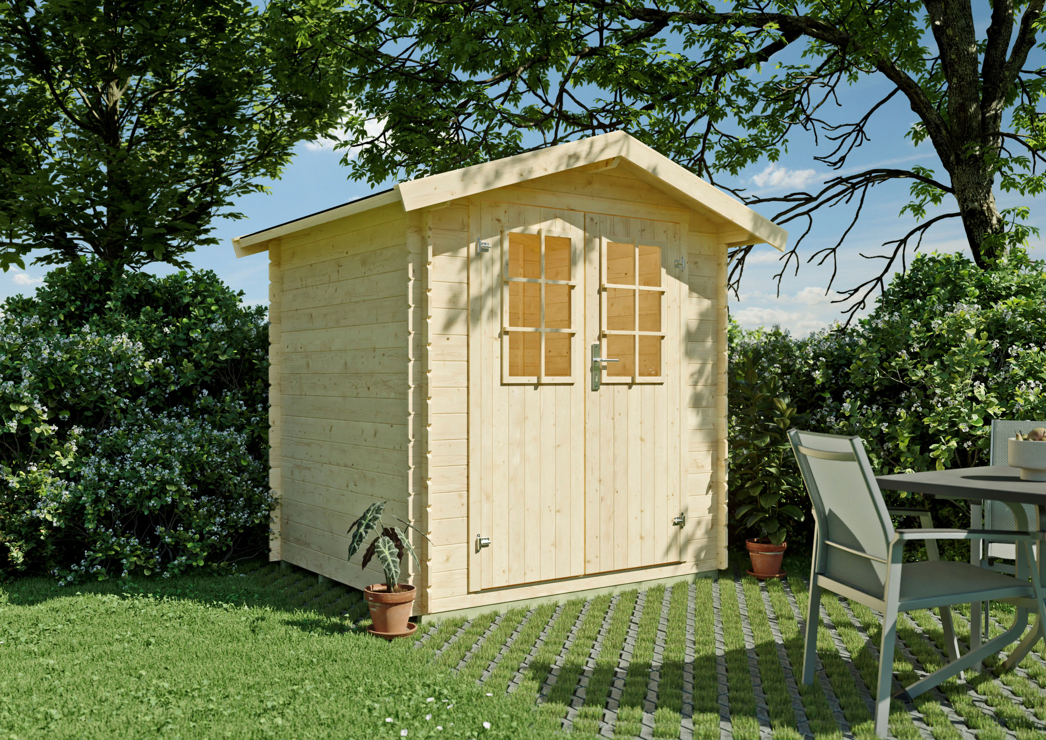Gartenhaus KONIFERA "Canopus", beige (natur), Fußboden im Gartenhaus, ohne Dacheindeckung, Holzwerkstoff, Gartenhäuser, Gartenhaus, inklusive Fußboden