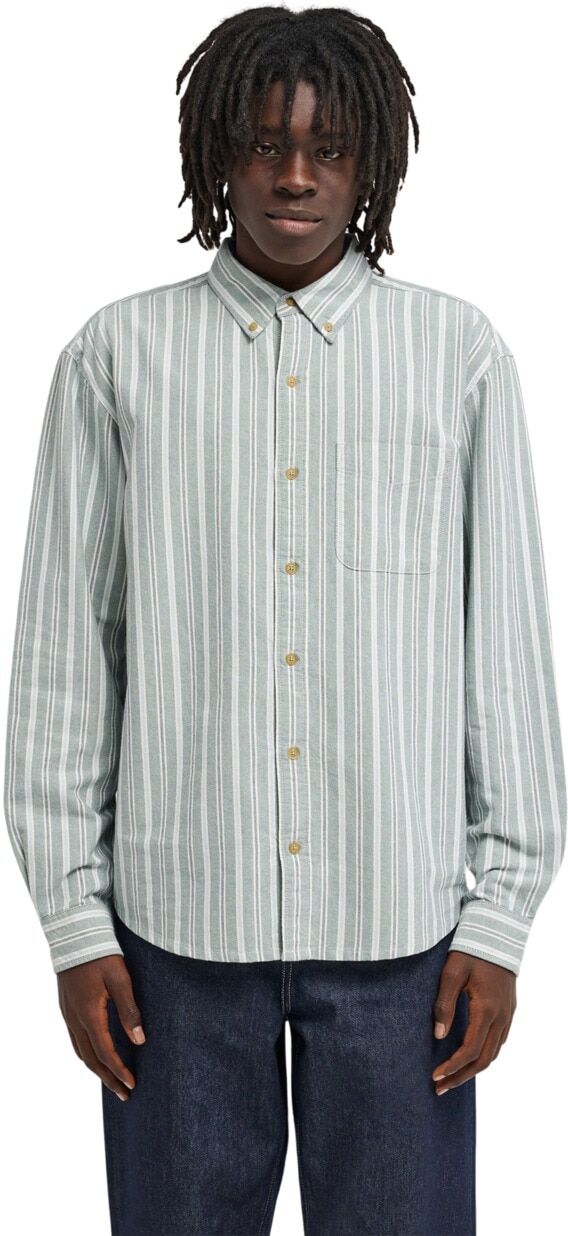 Langarmhemd ELEMENT "Button Down Regular Oxford", Herren, Gr. M, grün (multi), Obermaterial: 100% Baumwolle., Hemden Langarmhemd