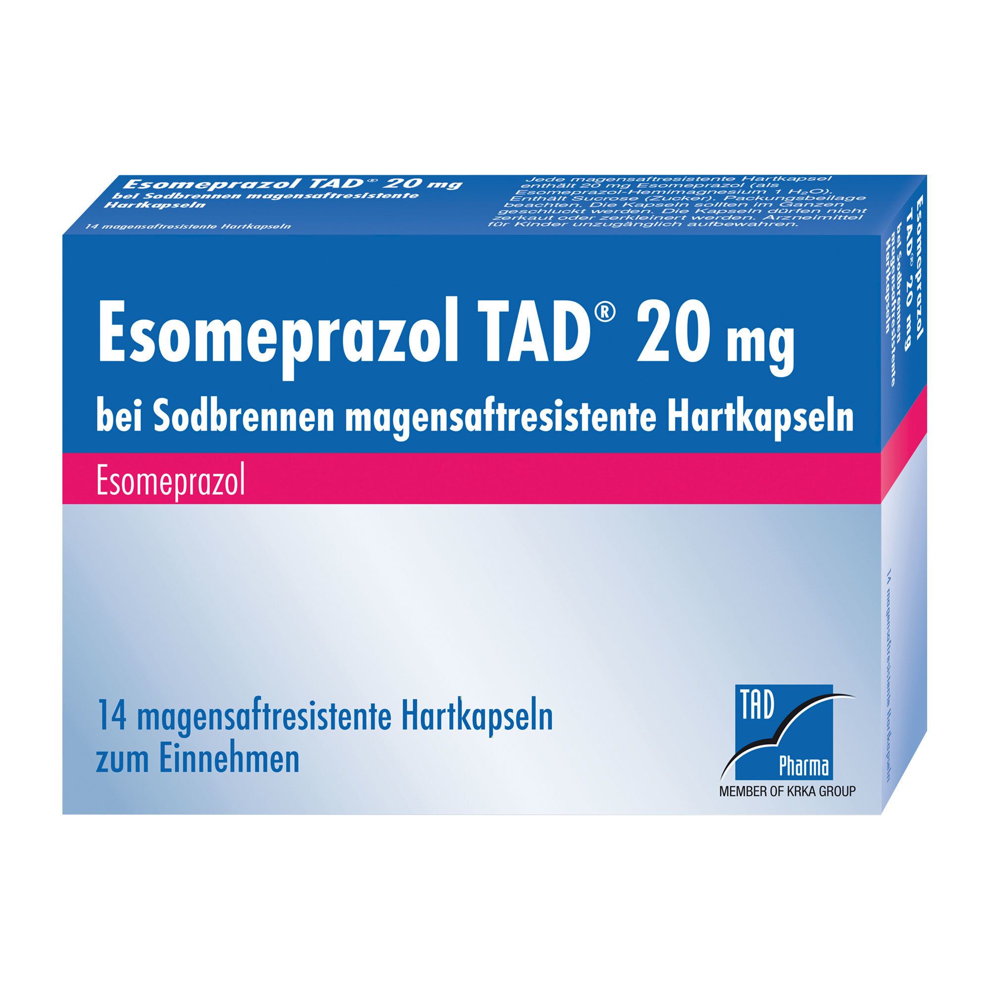 Esomeprazol TAD 20 mg bei Sodbrennen msr.Hartkaps. 14 St Magensaftresistente Hartkapseln