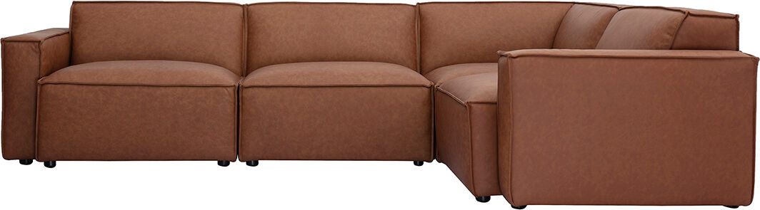 Miliboo Ecksofa Vintage 5 Sitzer aus braunem Leder SPLIT modular