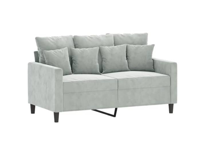 KTHLBRH 3-teiliges Sofa-Set aus hellgrauem Samt 2-Sitzer-Sofas, Fußstütze, 16 Kissen, Rahmen aus Sperrholz