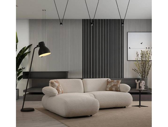 JVmoebel Ecksofa JVMoebel Weißes Designer Sofa aus Textil mit Kissen