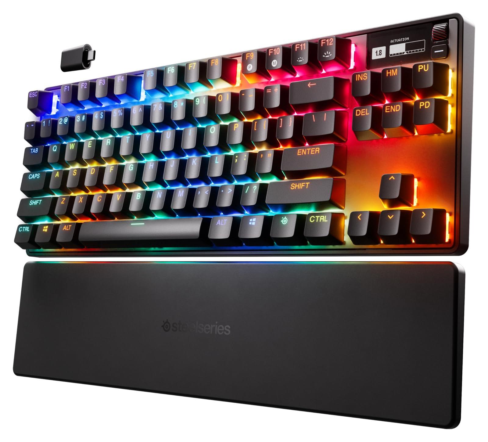 Steelseries Apex Pro TKL, Verkabelt & Kabellos, USB + RF Wireless + Bluetooth, Mechanischer Switch, QWERTY, RGB-LED, Schwarz
