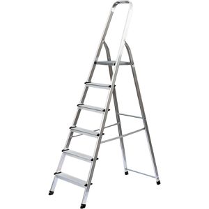 MUNK Stehleiter 11127, mit Plattform, aus Aluminium, bis 150kg, mit 6 Stufen