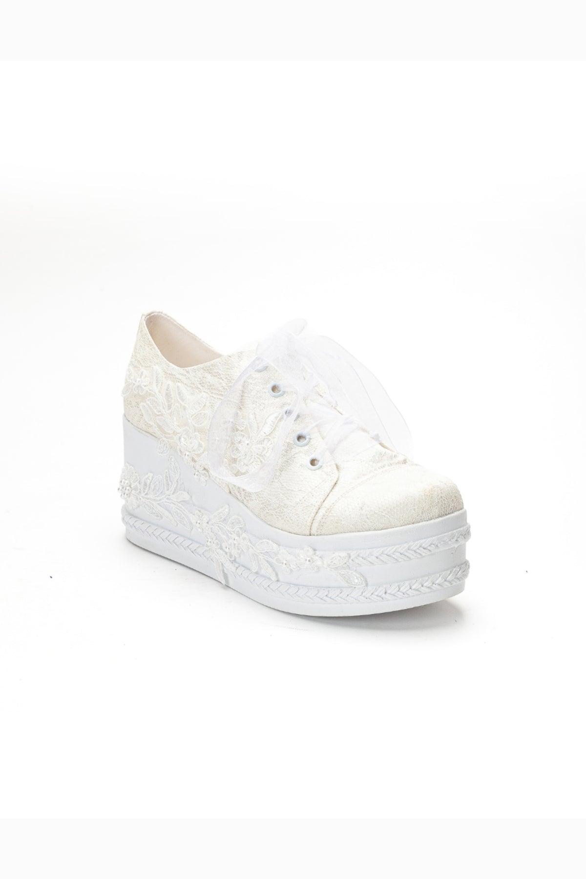 Valencia Schnür-Plateau Braut-Sneaker