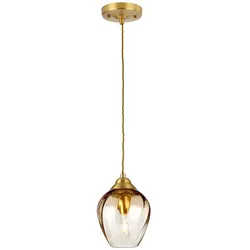 Elstead Lighting Tiber Pendelleuchte E27 Messing Amberglas
