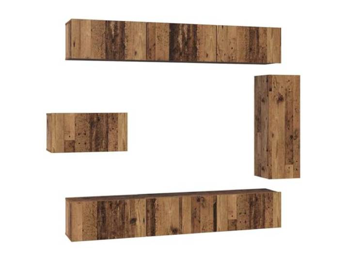LKJephalotrop TV-Schrank Set Wandmontiert 8-Teilig Altholz Holzwerkstoff Flexibles 8er-Set Hängeschränke in Altholz-Optik mit Türen und Einlegeböden für mehr Ordnung im Wohnzimmer.