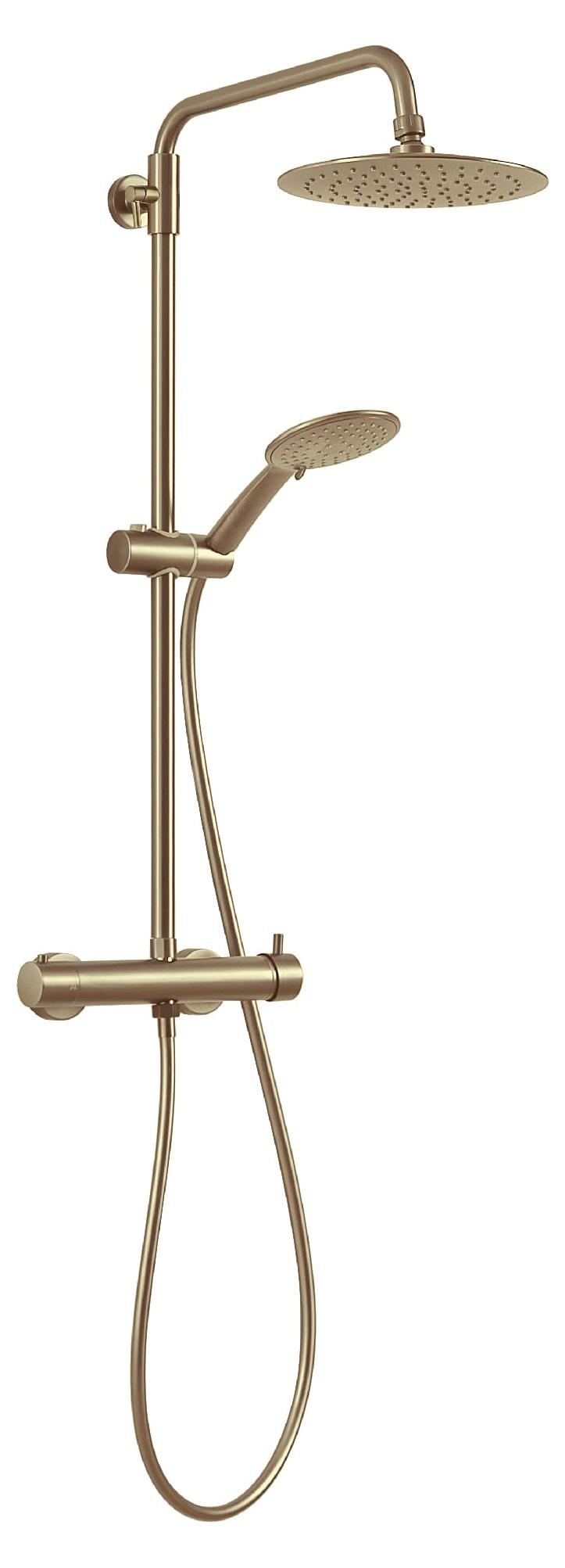 Douchekolom matt gold, 3 Funktionen, ausziehbar 92-146 cm