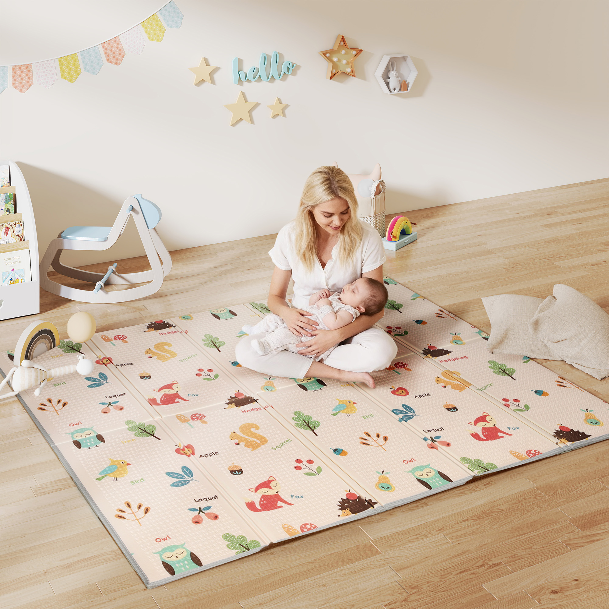 Aiyaplay Tappeto per Bambini 0-3 Anni con Numeri e Lettere e Superficie Impermeabile, in XPE Multicolore, 176.5x148x1 cm   Aosom Italy