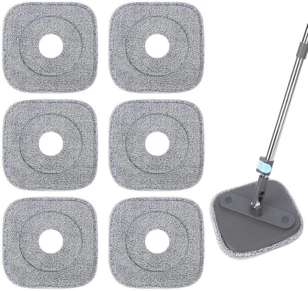 INF Têtes de serpillière de remplacement carrées 6 pièces compatibles avec True & Tidy - Tampons lavables dos éponge haute