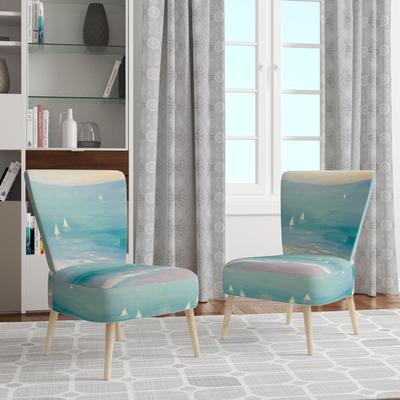 DESIGN ART "Designart ""From the Shore"" Upholstered Beach Accent Chair - Nautical & Coastal Arm Chair For Bedroom"