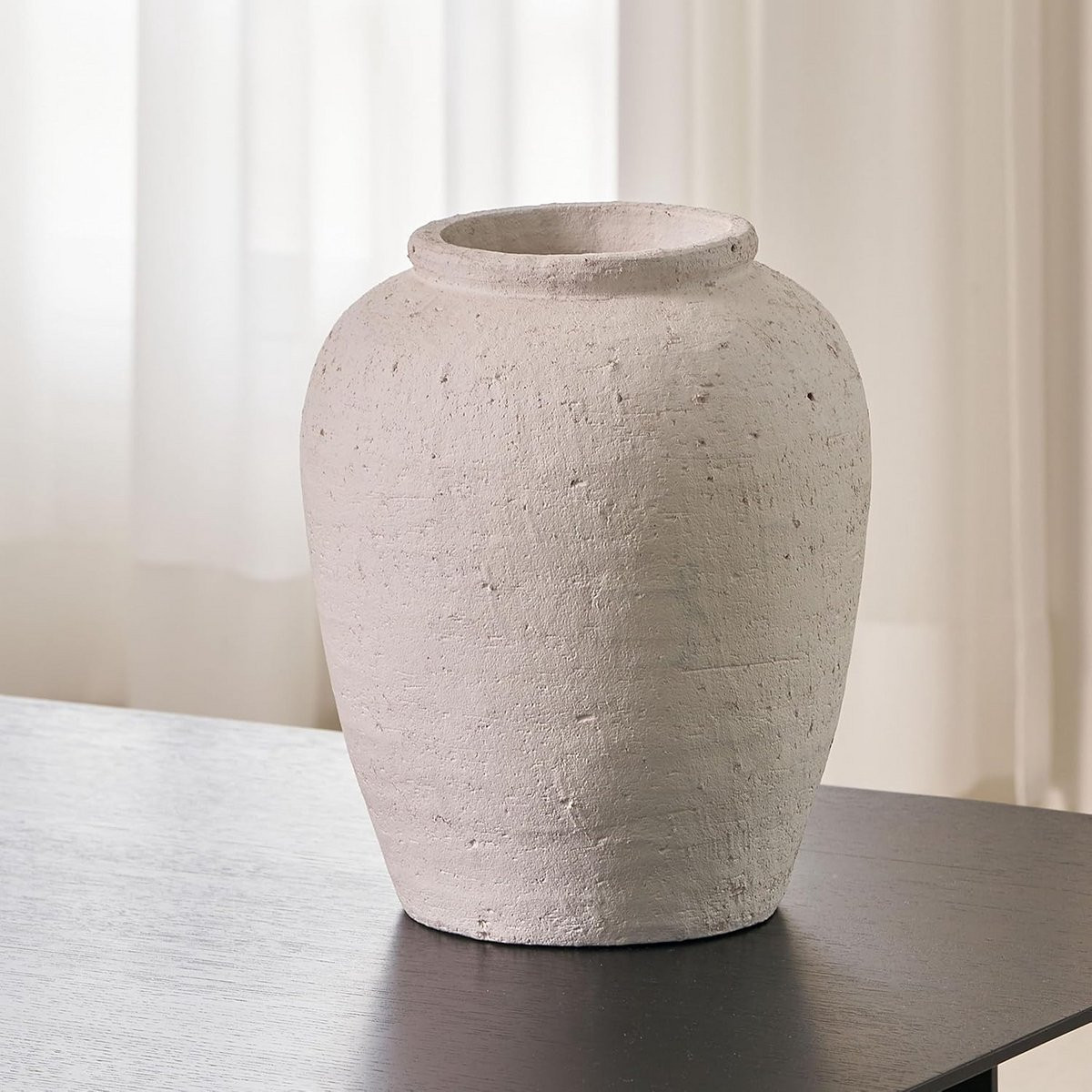 Grote Witte Keramische Vaas 31,5 cm - Zen Stijl Terra Cotta Kruik voor Landelijke Woondecoratie