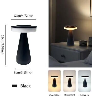 Uplifted Finds LED Wireless Table Lamp Rechargeable Touch Desk Light Restaurant Bar Desktop Mood Lighting black