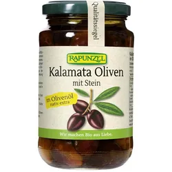 Oliven Kalamata violett mit Stein in Olivenöl