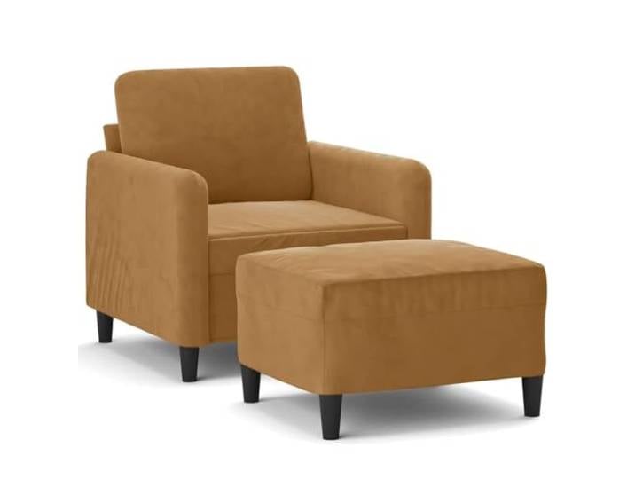 Makastle Sessel mit Hocker Braun 60 cm Samt