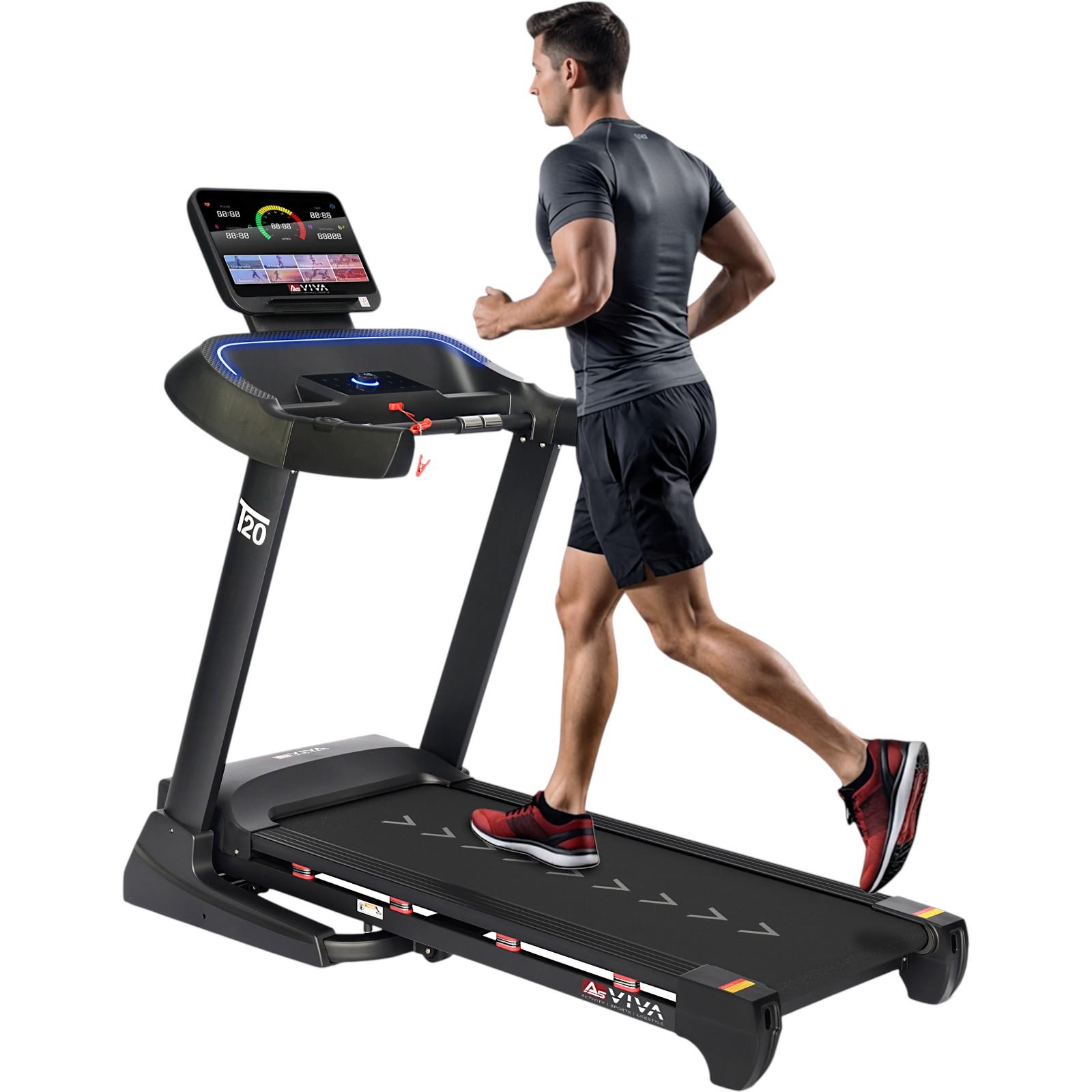 Laufband klappbar AsVIVA T20 Heimtrainer bis 18 km/h leise stabil mit großer Lauffläche App-kompatibel für Zuhause