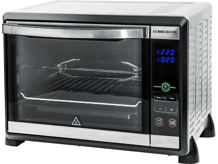 ROMMELSBACHER Minibackofen Elektronik Back & Grill Ofen BGE 1580/E , silber (edelstahlfarben), B:48,5cm H:38cm T:34cm, Minibacköfen, Minibackofen