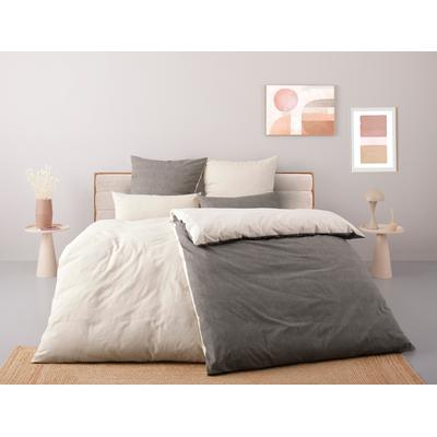 Wendebettwäsche BRUNO BANANI "Merlin in Gr. 135x200 oder 155x220 cm", grau, sanftes weiß, B/L: 155cm x 220cm, 1 Stk., 1 Stk., Linon, B/L: 80cm x 80cm, 2, Linon, Obermaterial: 100% Baumwolle, Bettwäsche, Wendebettwäsche, Baumwollbettwäsche,...