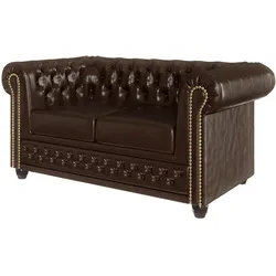 CHESTERFIELD-SOFA 2-sitzer mit Schlaffunktion Morin Braun vegan Leder