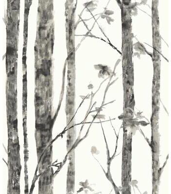 RoomMates White & Grey Trees Peel and Stick Wallpaper