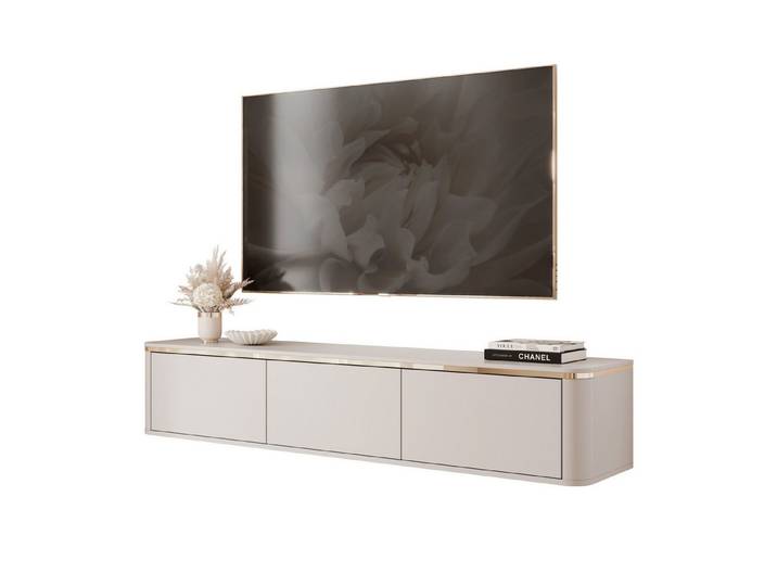 yourhouse24 Lowboard (165 cm) in Kaschmir mit Gold-Akzent & LED-Beleuchtung
