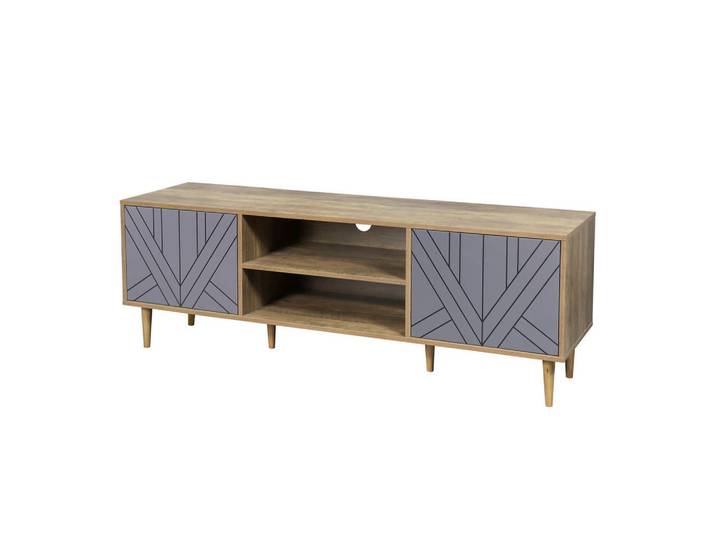 Livetastic Lowboard, Grau, Natur, 3 Fächer, 160x55x40 cm, Wohnzimmer, Wohnwände, Lowboards