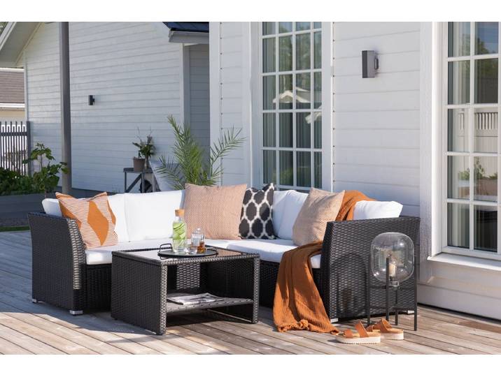 Garten Loungeset Komfi - Wahlweise mit schwarzen oder weißen Kissen - Inkl. weißen Kissen - Luxusbetten24