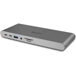 Lindy USB 3.2 Typ C Laptop Docking Station (USB-C), Dockingstation + USB Hub, Silber