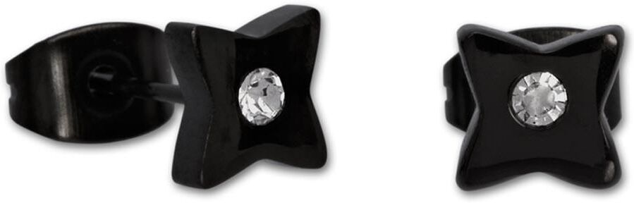 Unique Schwarze Edelstahlohrstecker Stern mit Zirkonia schwarz