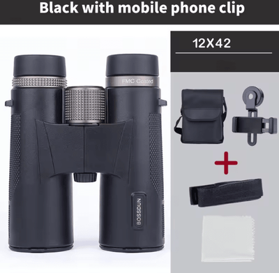 Uplift Curations 12x42 HD Binoculars For Bird Watching Professional BAK4 Prism Binoculars With ED Lens, Waterproof Metal Body 12x42 Black