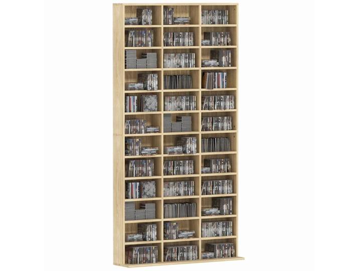 Rangements pour CD et DVD - HOMCOM - 1116 CD/528 DVD - 36 compartiments et étagères réglables - MDF - 102x23 5x195cm - chêne