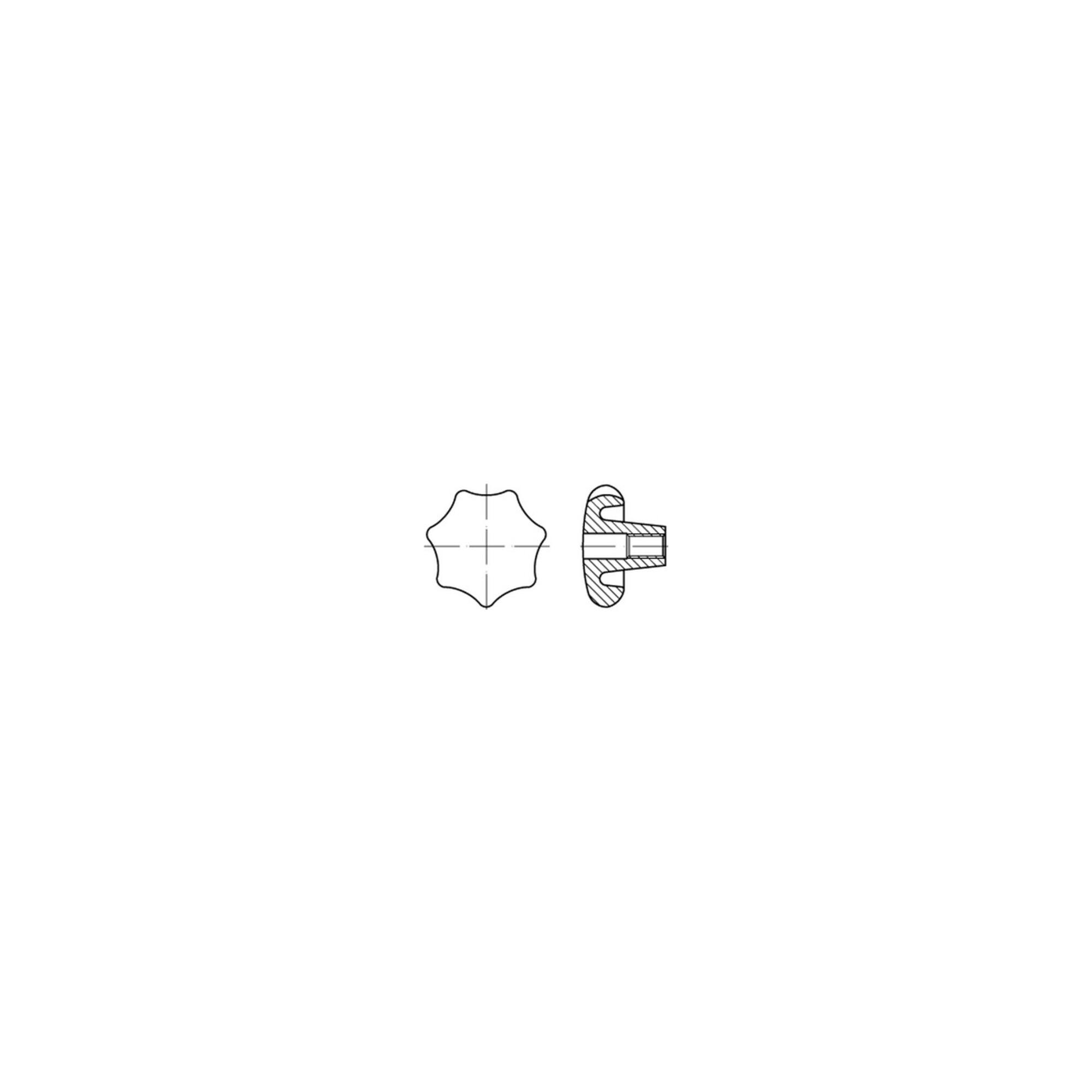 DIN 6336-D Kreuzgriff Grauguss 40 M 8 mit Gewinde-Durchloch ; Industrial Quality Supplies (063360040400008)