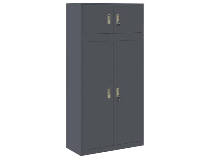 Aufbewahrungsschrank, 2-teilig, Anthrazit, 90 x 40 x 180 cm, Stahl Möbel aus korrosionsbeständigem Stahl, sichere Türen mit Schloss, geräumige Fächer, moderner Industriestil