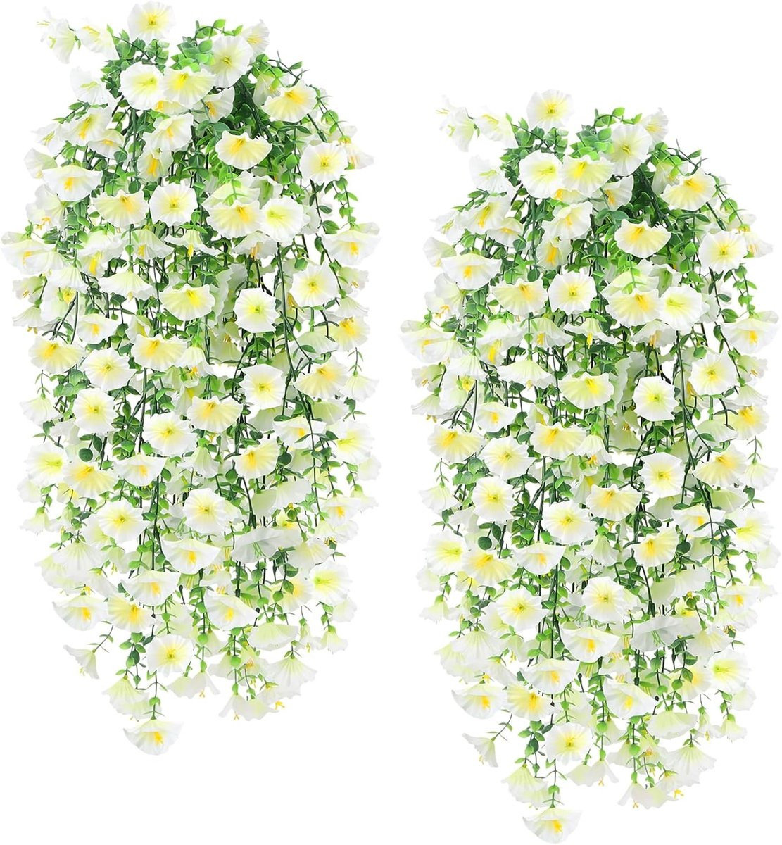 Set van 4 realistische kunstmatige hangbloemen petunia voor buiten en tuin decoratie