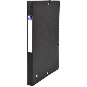 Oxford Heftbox TOP FILE+, 400114363, aus Karton, A4, 2,5 cm Füllhöhe, schwarz, Verschluss seitlich mit Gummizug