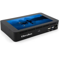 Berrybase Gehäuse für Raspberry Pi 5 & 7-Zoll Touchscreen V1, VESA 75/100, Aluminium, Stahl, schwarz, Entwicklungsboard Zubehör, Schwarz
