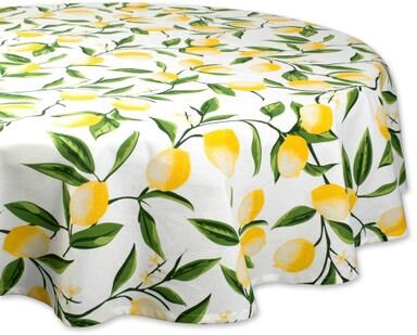 DII Lemon Bliss Print Tablecloth 70 Round