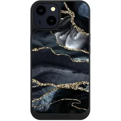 Nivocase Handyhülle für Apple iPhone 14 Hülle NIVOpure Case Schwarz Glitzer Look Marmor Trends (Apple iPhone 14), Smartphone Hülle, Schwarz