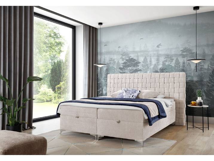 MF Design Boxspringbett Boxspringbett STELLA mit Bettkasten und Federautomatik, Vorhanden