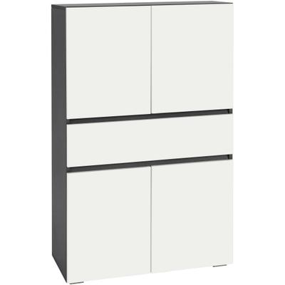 Midischrank HOME AFFAIRE "Wisla", grau (anthrazit, weiß), B:76cm H:130cm T:35cm, Holzwerkstoff, Schränke, Midischrank, mit 4 Türen & 1 Schublade, Breite 76 cm, Höhe 130 cm