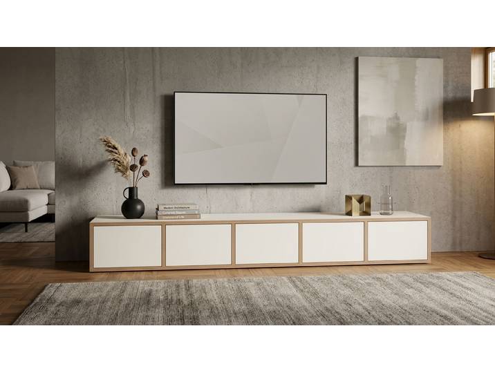 Schlichtes Lowboard nach Maß Premium Dekore Weiß Multiplex Kante