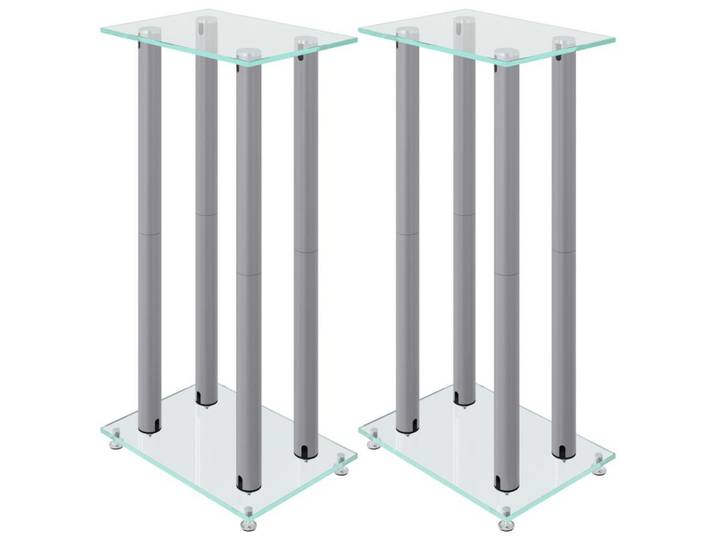 vidaXL Lautsprecherständer Lautsprecher-Ständer 2 Stk. Silbern Hartglas 4 Säulen